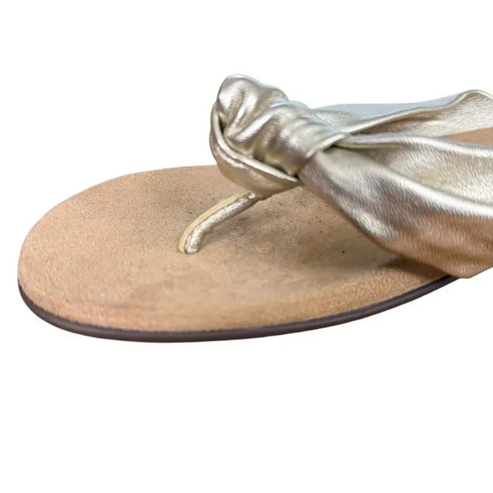 Vionic Pippa Gold Knot Thong Sandals Slide Slip On Casual Flats Shoes Leather 7 - Picture 5 of 16